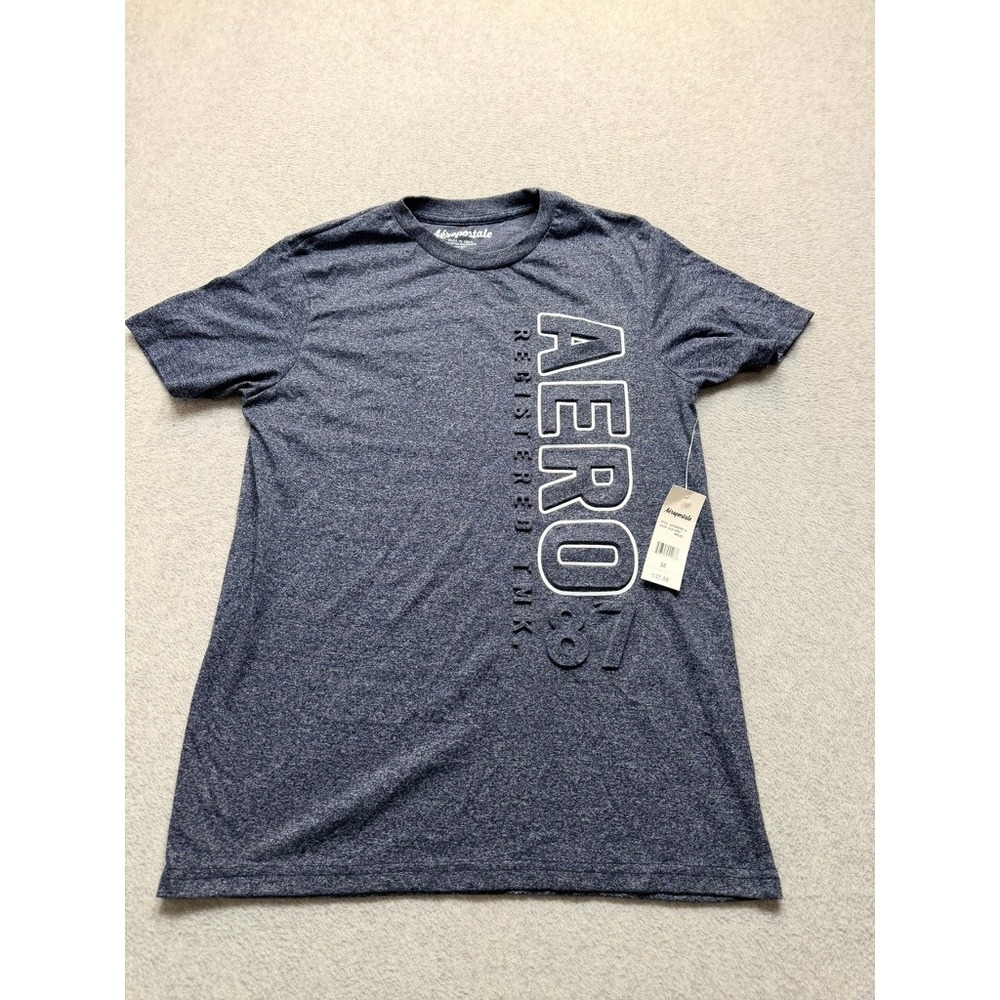 Aeropostale Mens Graphic Tee Navy Blue Heather Short Sleeve T-Shirt Size Medium